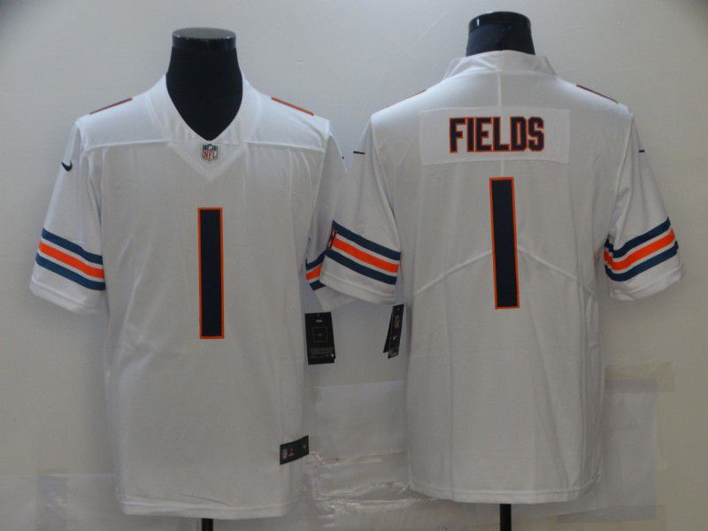 Men Chicago Bears #1 Fields White Nike Vapor Untouchable Limited 2021 NFL Jersey